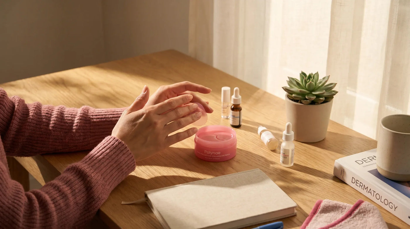Editorial photo for an article about 9 products that actually move the needle on post-inflamma — a bathroom counter scene in natural light