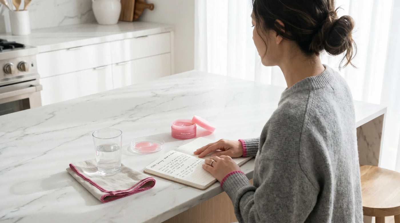 Editorial photo for an article about pdrn before and after: what the results actually show (an — a bathroom counter scene in natural light