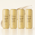 Four Polynae “Fresh That Lasts” Vanilla & Pistachio deodorant sticks arranged in a row on a light cream background, with a soft cosmetic smear and gentle reflection for a clean product-display look.
