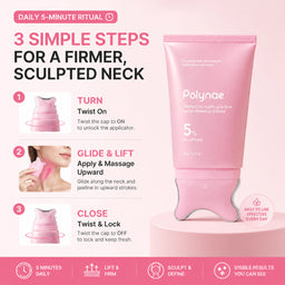 How to use Polynae PDRN Collagen Gua Sha Neck Cream in 3 simple steps for a firmer, more sculpted-looking neck.