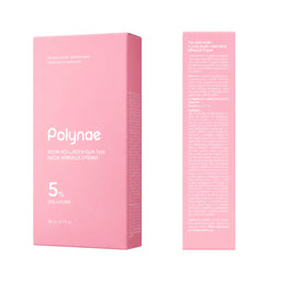 Polynae neck cream packaging displaying the front box design and side panel product information.